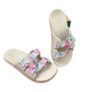 Chaco Chillos Slide Sandals Light Tie Dye Beige Size 9